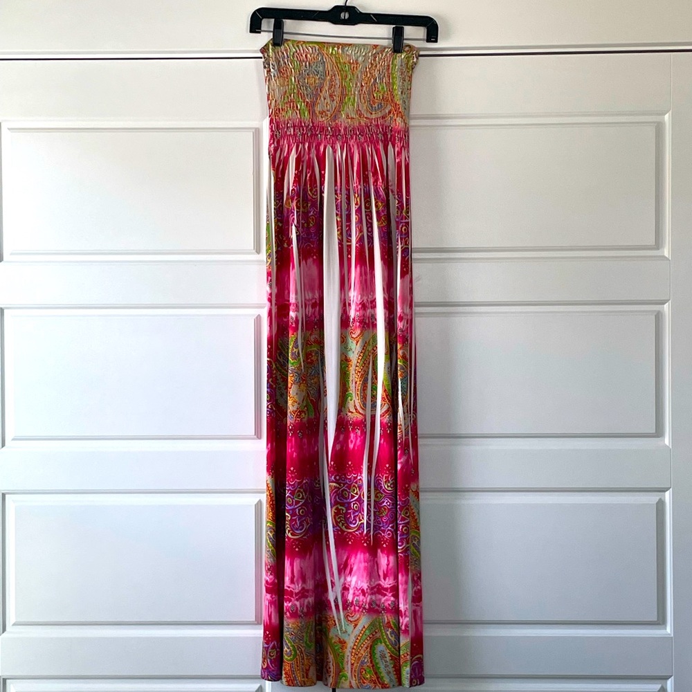 Multicolored tube maxi dress